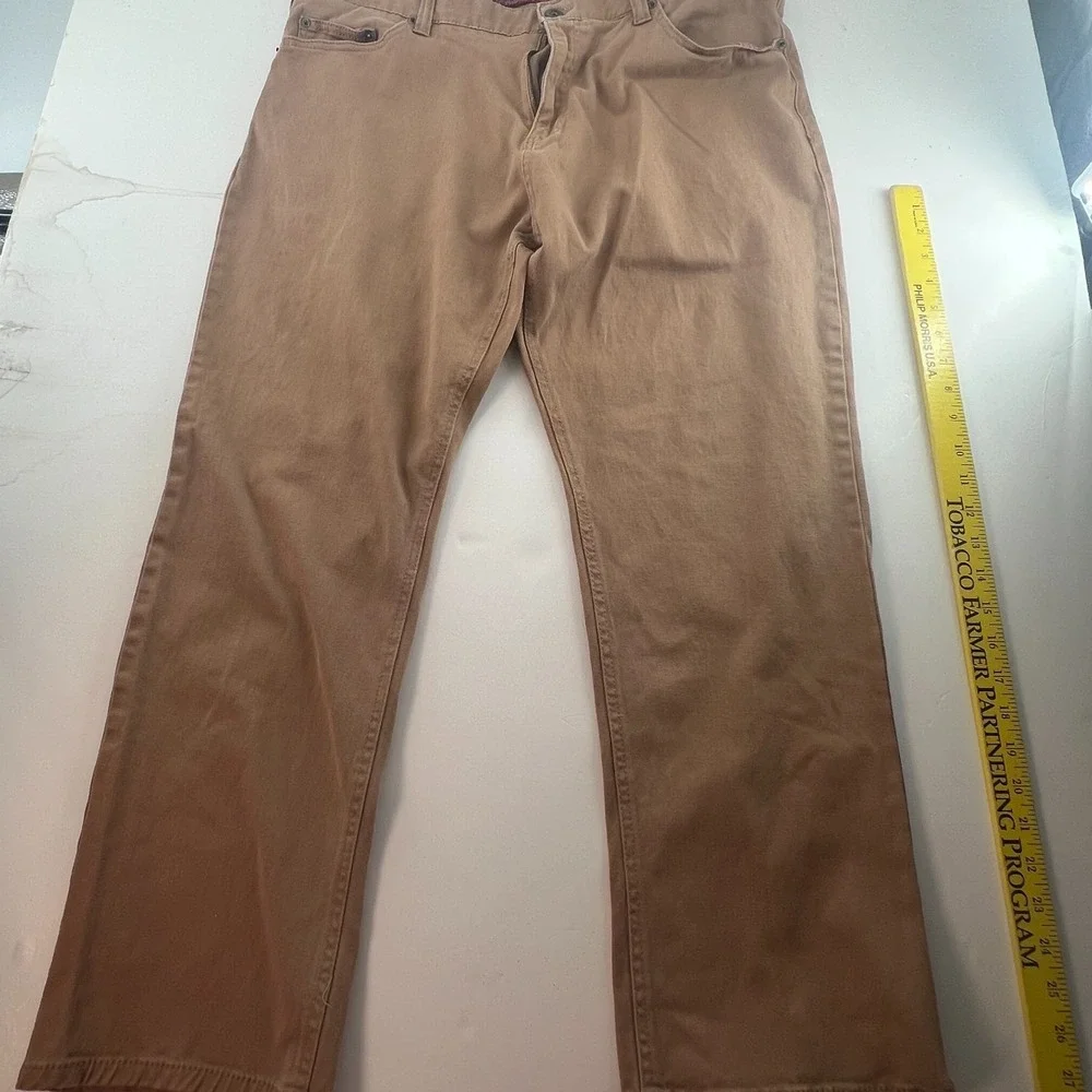 Iron Co Men's Jeans 38x30 Actual 28L Khaki Tan Brushed Cotton Stretch Denim‎